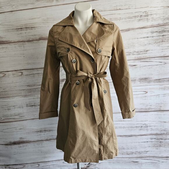 Le Phare De La Baleine Dark Tan Trench sz M - Picture 1 of 7